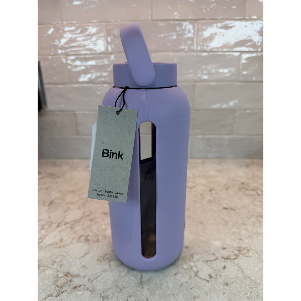 Bink Bottle Borosilicate Glass Bottle Lilac Purple Silicone Sleeve NWT 36 Oz
